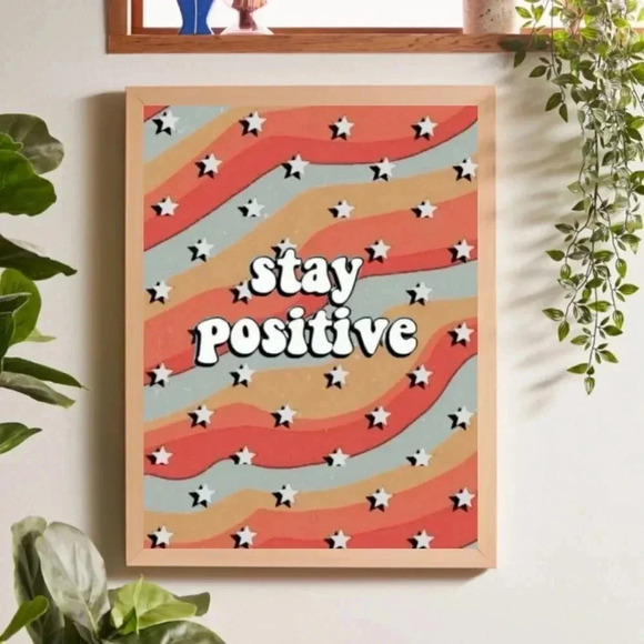NEW! Urban Outfitters “Stay Positive” Vintage Star Canvas Wall Art - Picture 3 of 8